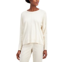Alfani Seam-Front Scoop Neck Sweater, White, Large