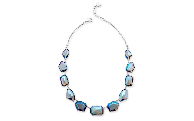 Silver-Tone Multi-Stone Statement Necklace (17+2)