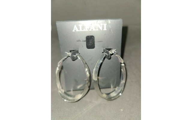  Silver Tone, RHD Wide Hoop Earrings