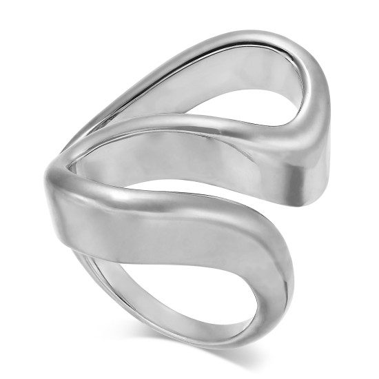  Silver-Tone Sculpted Wave Ring