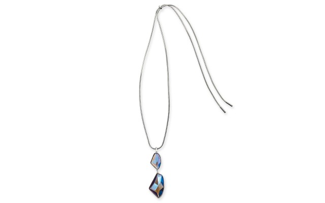  Silver-Tone Stone Drop Adjustable Pendant Necklace (40)