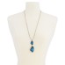  Silver-Tone Stone Drop Adjustable Pendant Necklace (40)