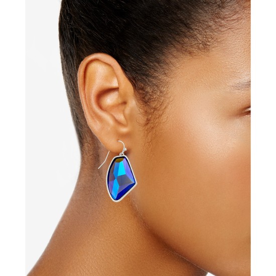  Silver-Tone Stone Drop Earrings,Blue