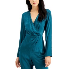 Alfani Tonal-Print Surplice Blouse