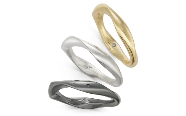  Tri-Tone 3-Pc. Set Pave Stack Rings, Gold/Slver/Black