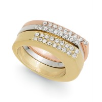 Alfani Tri-Tone 3-Pc. Set Pave Stackable Rings