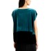  Velvet Colorblocked Top (Teal, Small)
