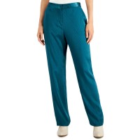 Alfani Women Jacquard-Print Straight-Leg Pants, Teal, 10