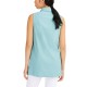  Womens Blue Sleeveless Collared Button Up Top (Green, Large)