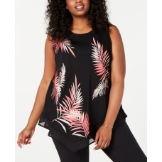 Alfani Womens Embroidered Crew Neck Tank Top Black