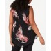  Womens Embroidered Crew Neck Tank Top Black, Black, 1X