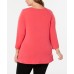  Women's Plus 3/4 Sleeve Crossover-Detail Top Blouse, Pink, 0X
