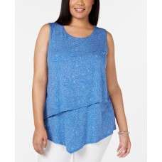 Alfani Womens Plus Asymmetric Printed Tank Top 3X