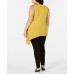  Womens Plus Asymmetrical Ribbed Pullover Top, Gold, 0X