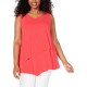  Womens Plus Asymmetrical Shirt Pullover Top, Coral Branch, 3X