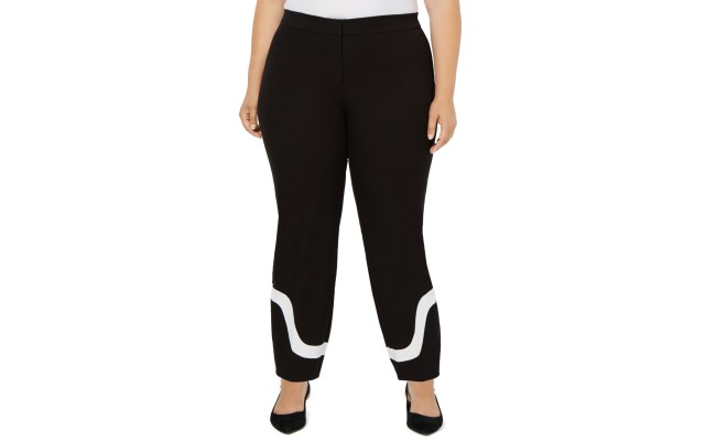  Womens Plus Comfort Waist Skinny Leg Ankle Pants, Black, 14W