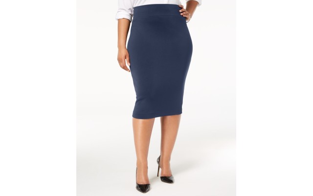  Women’s Plus Dark Blue Knit Midi Pencil Skirt Size 26W