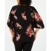  Womens Plus Floral Zip Front Blouse