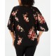  Womens Plus Floral Zip Front Blouse