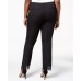  Womens Plus Lace-Trim Pull On Ankle Pants, Black, 14W