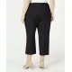  Womens Plus Mid Rise Pleated Capri Pants (Black), Black, 28W