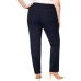  Women’s Plus Navy Tummy Control Flat Front Slim Leg Pants, Dark Blue, 16W