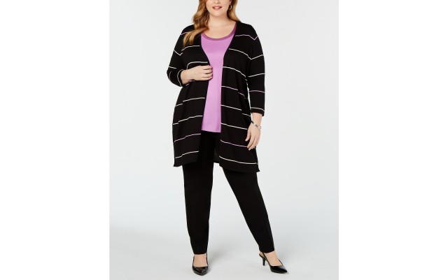  Womens Plus Open Front Layering Cardigan Sweater