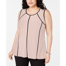 Alfani Womens Plus Piping Hi-Low Tank Top