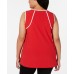  Womens Plus Piping Hi-Low Tank Top, Red, 2X