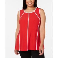 Alfani Womens Plus Piping Hi-Low Tank Top