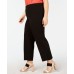  Womens Plus Pleated Hem Comfort Waist Ankle Pants, Black, 28W