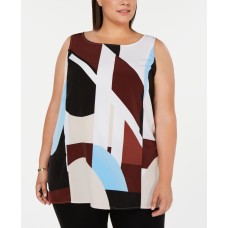 Alfani Womens Plus Printed Shell Tunic Top