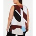  Womens Plus Printed Shell Tunic Top, Blue Elipse Black, 0X