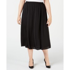Alfani Women’s Plus Satin Pull On Midi Skirt Black 2X