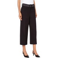 Alfani Womens PLUS Size Black Belted Wide-Leg Cropped Tummy-Control Pants, Black, 14W