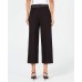  Womens PLUS Size Black Belted Wide-Leg Cropped Tummy-Control Pants, Black, 14W