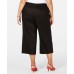   Women’s Plus Size High-Waist Wide-Leg Capris Black Size 18W
