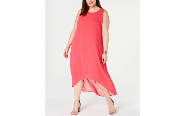  Womens Plus Sleeveless Hi-Low Maxi Dress