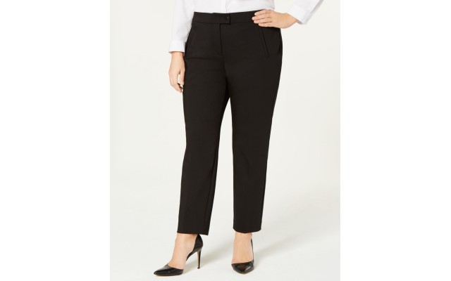  Womens Plus Slim Leg Tummy Control Dress Pants