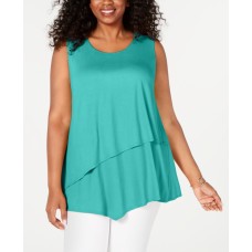Alfani Women's Plus Tiered Asymmetrical-Hem Sleeveless Top