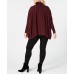 Womens Plus Turtle Neck Long Sleeves Poncho Top, Malbec, Medium