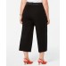  Womens Plus Wide Leg Cropped Pants Black 16W