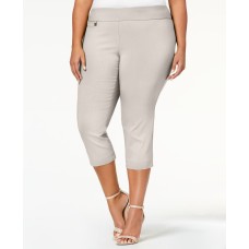 Alfani Womens Plus Woven Tummy Control Capri Pants Beige