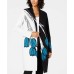  Womens Printed Colorblocked Cardigan (Teal Tulip Birds, M)
