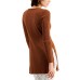  Womens Ribbed Long Sleeve Tunic Sweater, Brown, Medium
