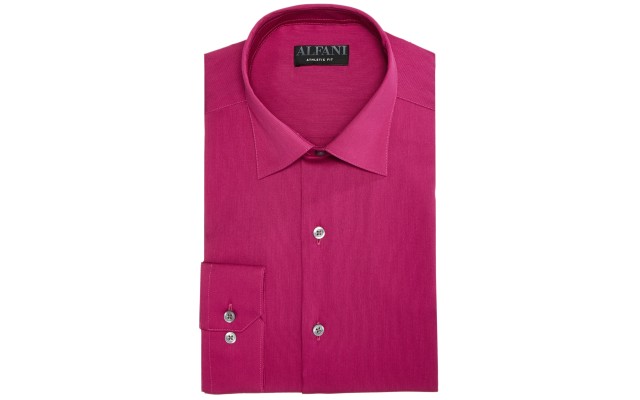  by Alfani Men's Bedford Cord Classic/Regular Fit Dress Shirt, Pink