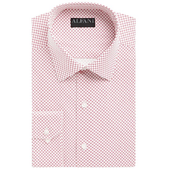 AlfaTech by  Men’s Slim-Fit Stretch Easy-Care Dress Shirt (white Red, 17-17.5, 34/35)