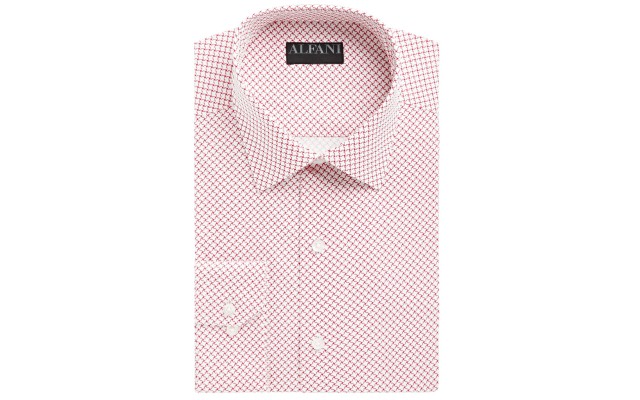 AlfaTech by  Men’s Slim-Fit Stretch Easy-Care Dress Shirt (white Red, 17-17.5, 34/35)