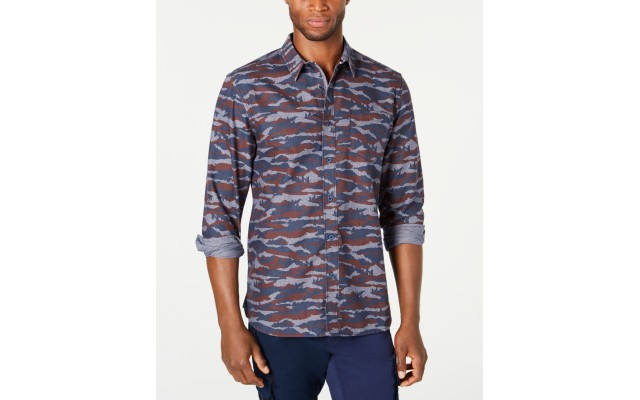  Men’s Camo Grindle Shirt (Navy, 2XL)
