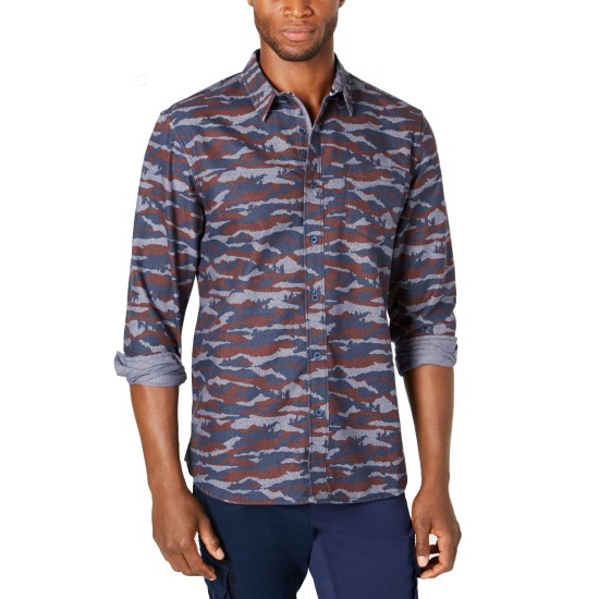  Men’s Camo Grindle Shirt (Navy, L)
